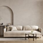 living modern cu pereti din microciment